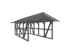 Skan Holz Carport Schwarzwald m. Dachlattung u. Rückwand 424 x 772 cm Grau