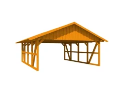 Skan Holz Carport Schwarzwald mit Dachschalung 684 x 772 cm Eiche