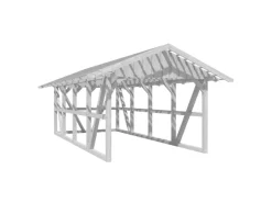 Skan Holz Carport Schwarzwald m. Dachlattung u. Rückwand 424 x 772 cm Weiß