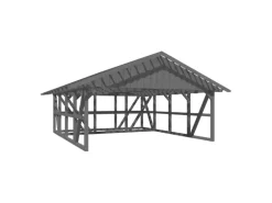 Skan Holz Carport Schwarzwald m. Dachlattung u. Abstellr. C 684 x 772 cm Grau