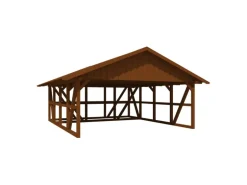 Skan Holz Carport Schwarzwald m. Dachschalung u. Abstellr. C 684 x 772 cm Nuss