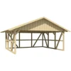 Skan Holz Carport Schwarzwald m. Dachschalung u. Rückwand 684 x 600 cm Natur