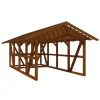 Skan Holz Carport Schwarzwald m. Dachlattung u. Abstellr. 424 x 772 cm Nuss