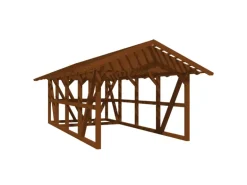 Skan Holz Carport Schwarzwald m. Dachlattung u. Abstellr. 424 x 772 cm Nuss