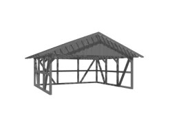 Skan Holz Carport Schwarzwald m. Dachlattung u. Rückwand 684 x 600 cm Grau