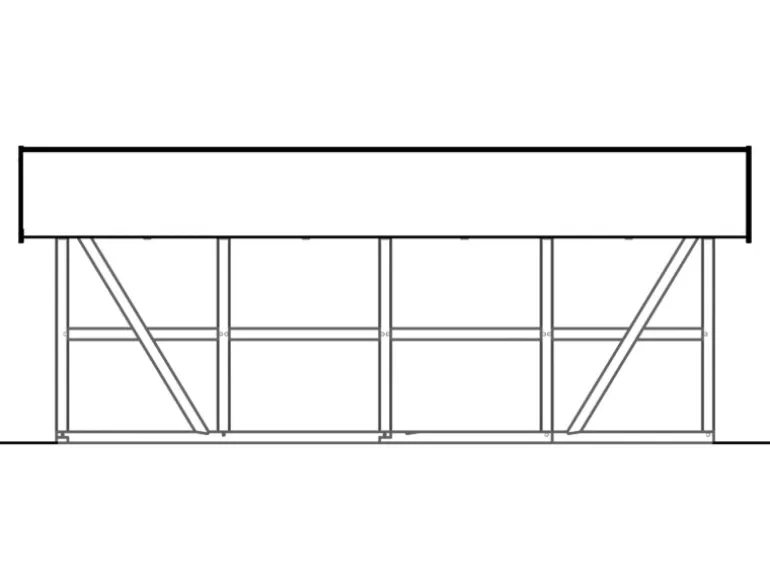 Skan Holz Carport Schwarzwald m. Dachschalung u. Abstellr. B 684 x 772 cm Eiche