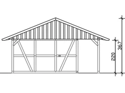 Skan Holz Carport Schwarzwald m. Dachschalung u. Abstellr. B 684 x 772 cm Eiche