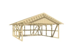Skan Holz Carport Schwarzwald m. Dachlattung u. Abstellr. C 684 x 772 cm Natur