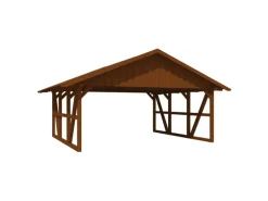 Skan Holz Carport Schwarzwald mit Dachschalung 684 x 600 cm Nuss