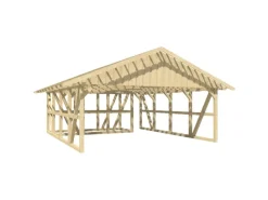 Skan Holz Carport Schwarzwald m. Dachlattung u. Abstellr. B 684 x 772 cm Natur