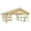Skan Holz Carport Schwarzwald m. Dachlattung u. Abstellr. A 684 x 772 cm Natur