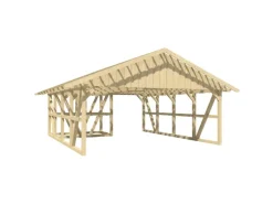 Skan Holz Carport Schwarzwald m. Dachlattung u. Abstellr. A 684 x 772 cm Natur