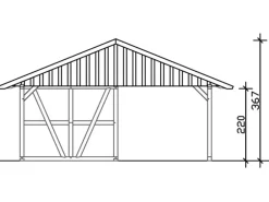 Skan Holz Carport Schwarzwald m. Dachlattung u. Abstellr. A 684 x 772 cm Natur