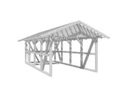 Skan Holz Carport Schwarzwald m. Dachlattung u. Abstellr. 424 x 772 cm Weiß