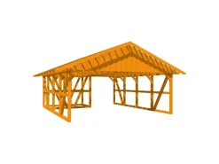 Skan Holz Carport Schwarzwald m. Dachlattung u. Abstellr. A 684 x 772 cm Eiche