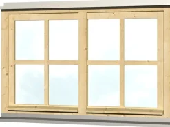 Skan Holz Doppelfenster Rahmenaußenmaß. 132,4 x 82,1 cm Natur