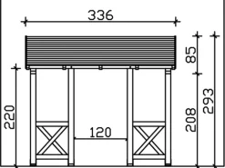 Skan Holz Haustür-Vordach Paderborn 5 Schiefergrau lasiert 336 cm x 156 cm