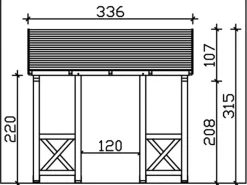Skan Holz Haustür-Vordach Paderborn 7 Nussbaum lasiert 336 cm x 202 cm