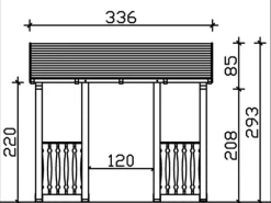 Skan Holz Haustür-Vordach Paderborn 6 Eiche hell lasiert 336 cm x 156 cm