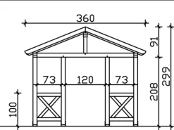 Skan Holz Haustür-Vordach Stralsund 5 Schiefergrau lasiert 360 cm x 139 cm