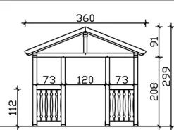 Skan Holz Haustür-Vordach Stralsund 8 Natur 360 cm x 187 cm