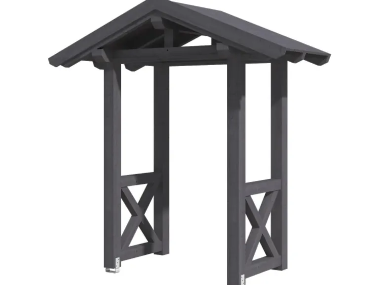 Skan Holz Haustür-Vordach Siegen 4 Schiefergrau lasiert 247 cm x 116 cm