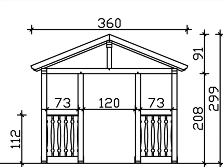 Skan Holz Haustür-Vordach Stralsund 6 Eiche hell lasiert 360 cm x 139 cm