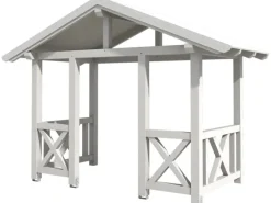 Skan Holz Haustür-Vordach Stralsund 7 Weiß lasiert 360 cm x 187 cm