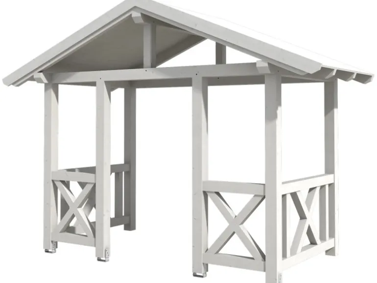 Skan Holz Haustür-Vordach Stralsund 7 Weiß lasiert 360 cm x 187 cm