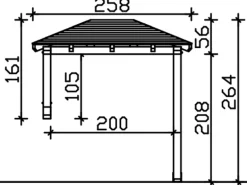 Skan Holz Haustür-Vordach Wismar 3 Schiefergrau lasiert 258 cm x 126 cm