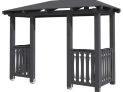 Skan Holz Haustür-Vordach Wismar 6 Schiefergrau lasiert 351 cm x 134 cm