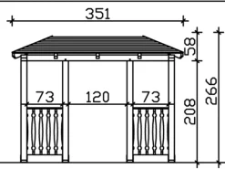 Skan Holz Haustür-Vordach Wismar 6 Weiß lasiert 351 cm x 134 cm