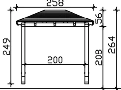 Skan Holz Haustür-Vordach Wismar 2 Schiefergrau lasiert 258 cm x 126 cm