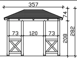 Skan Holz Haustür-Vordach Wismar 7 Eiche hell lasiert 357 cm x 192 cm