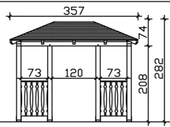 Skan Holz Haustür-Vordach Wismar 8 Nussbaum lasiert 357 cm x 192 cm