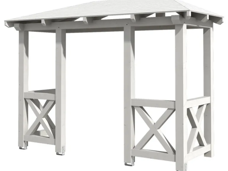 Skan Holz Haustür-Vordach Wismar 5 Weiß lasiert 351 cm x 134 cm