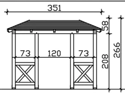 Skan Holz Haustür-Vordach Wismar 5 Weiß lasiert 351 cm x 134 cm
