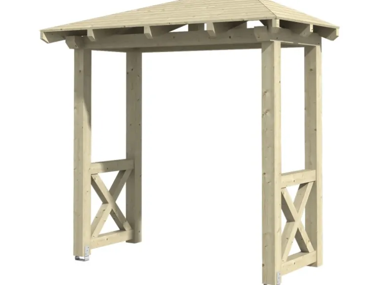 Skan Holz Haustür-Vordach Wismar 4 Natur 258 cm x 126 cm