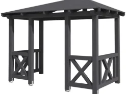 Skan Holz Haustür-Vordach Wismar 7 Schiefergrau lasiert 357 cm x 192 cm