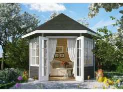 Skan Holz Holz-Pavillon Almelo Schiefergrau farbbehandelt 350 cm x 303 cm