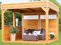 Skan Holz Holz-Pavillon Toulouse Weiß lasiert 294 cm x 294 cm