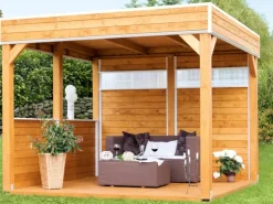 Skan Holz Holz-Pavillon Toulouse Nussbaum lasiert 294 cm x 294 cm