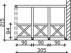 Skan Holz Seitenwand Andreaskreuz (WA) 305 x 210 cm Fichte Nussbaum
