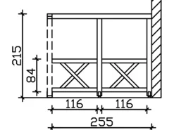 Skan Holz Seitenwand Andreaskreuz (WA) 255 x 210 cm Fichte Schiefergrau