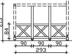 Skan Holz Seitenwand Andreaskreuz (FS) 305 x 210 cm Fichte Eiche hell