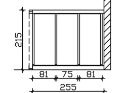 Skan Holz Seitenwand m. Polycarbonatplatten (WA) 255 x 200 cm Fichte Nussbaum