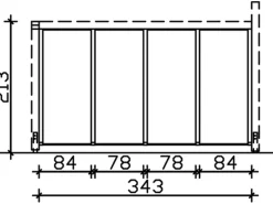Skan Holz Seitenwand m. Polycarbonatplatten (FS) 355 x 200 cm Fichte Weiß