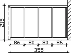 Skan Holz Seitenwand m. Polycarbonatplatten (WA) 355 x 200 cm Fichte Eiche hell