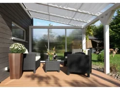 Skan Holz Seitenwand m. Polycarbonatplatten (FS) 205 x 200 cm Fichte Nussbaum