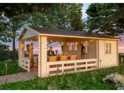 Skan Holz-Gartenhaus Alicante 3 Natur B x T 380 x 613 cm davon 363 cm Terrasse